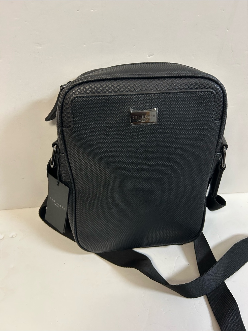 Ted Baker Black Textured Crossbody Messenger Bag